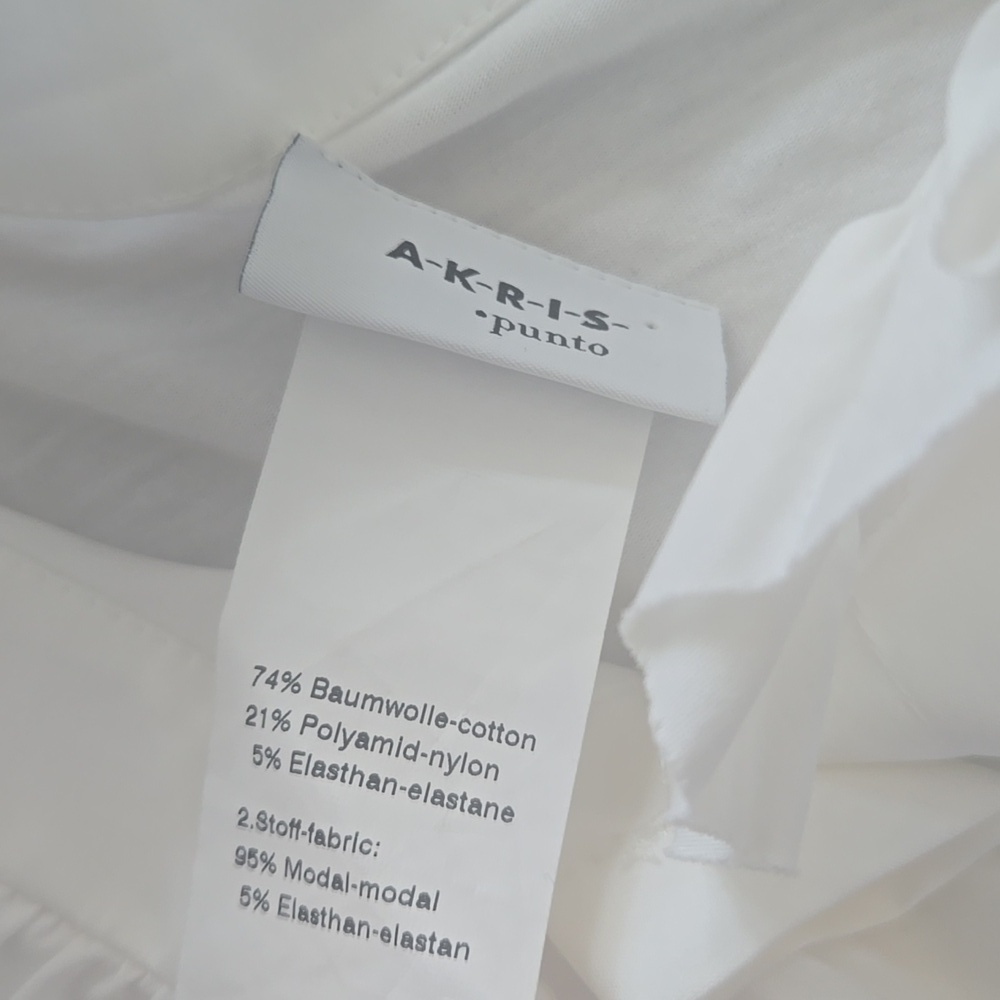 Akris Punto White Cotton Poplin And Elastane Ruffled Button Down Size 8 - Picture 6 of 16